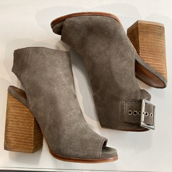Jeffrey Campbell Briana Grey Suede Open Toe Booties Size 6 - Picture 5 of 14